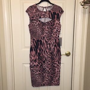 Jennifer Lopez pink leopard scuba dress size 8.